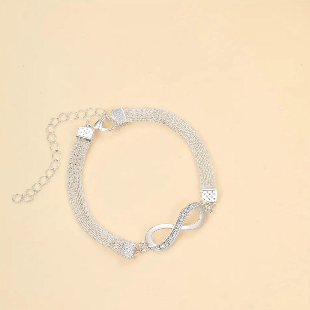 🐘 Stainless Steel Infinity Rhinestone Anklet - Picture 5 of 8